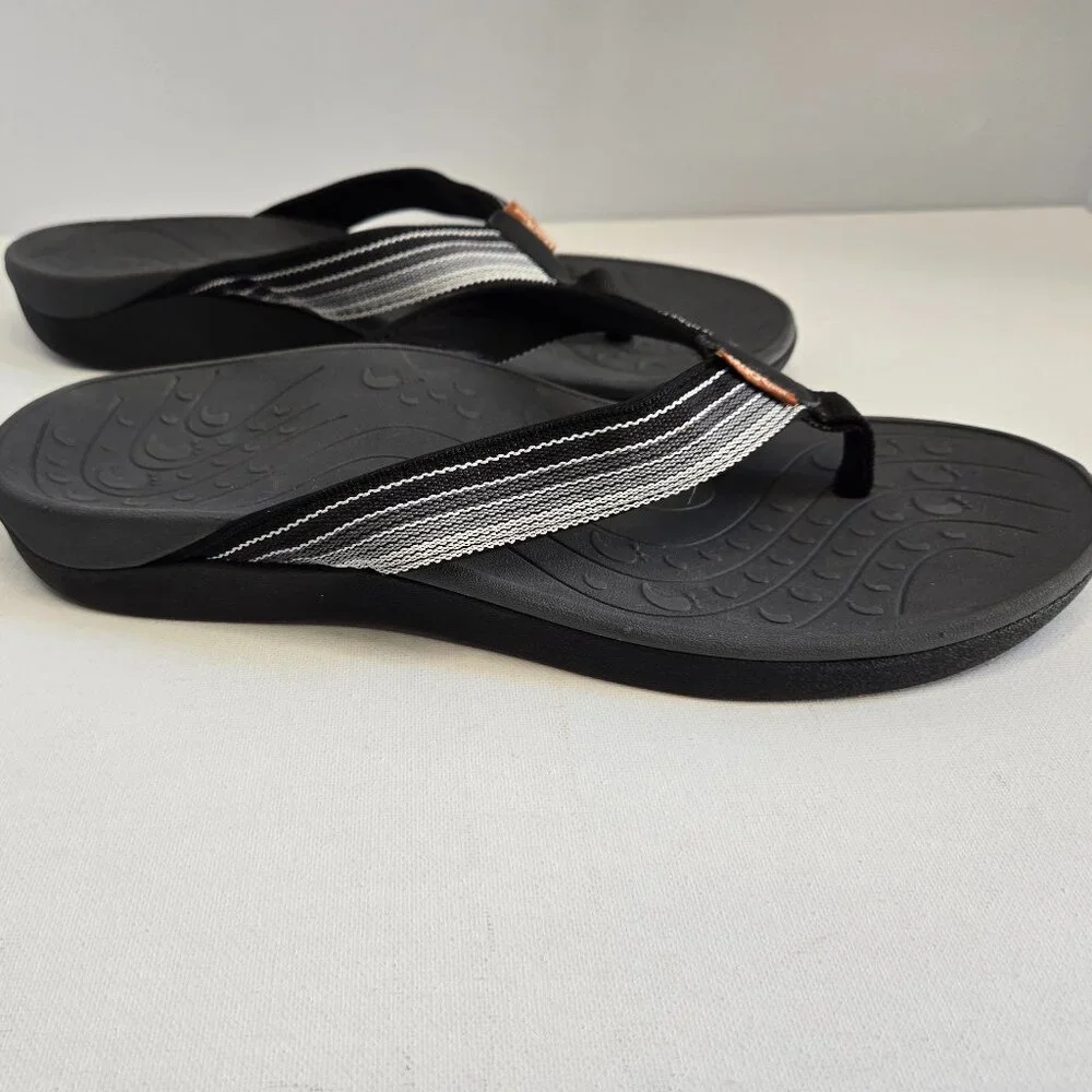 ERGOfoot Orthotic Flip Flops High Arch Support Black Ombre Unisex Sz 42